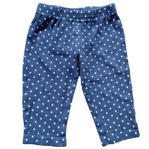 M4) Carter’s Baby Girl Pants 9M Navy Blue White Polka Dot with Green Shamrock